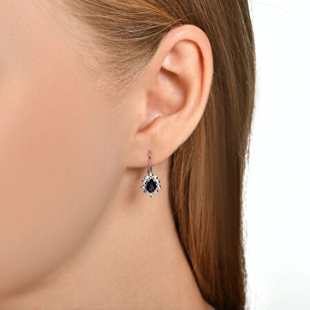 0.08 Karat Safir Taşlı Pırlanta Küpe