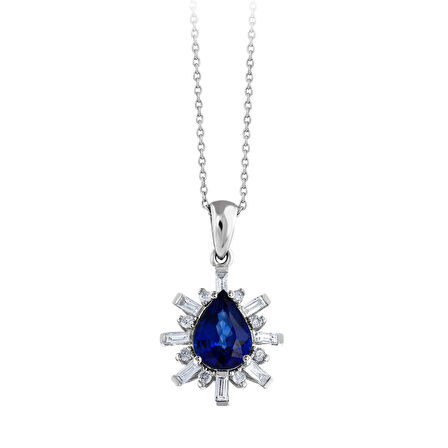 0.15 Karat Safir Taşlı Pırlanta Kolye