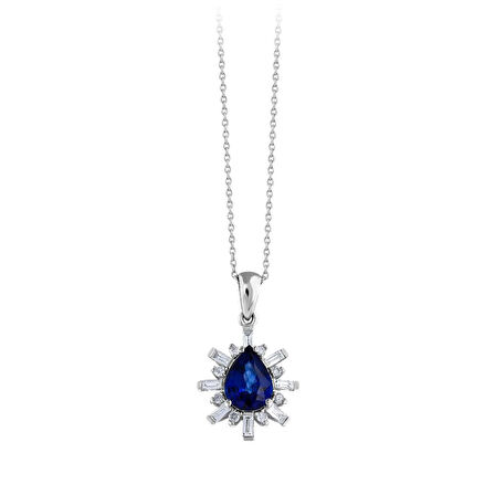 0.15 Karat Safir Taşlı Pırlanta Kolye
