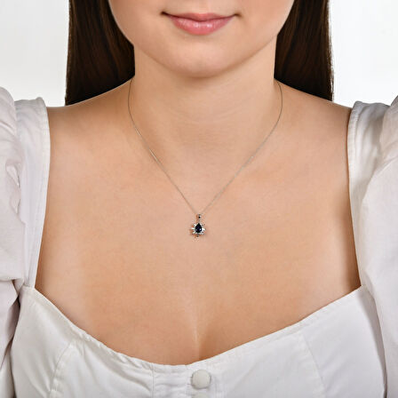 0.15 Karat Safir Taşlı Pırlanta Kolye