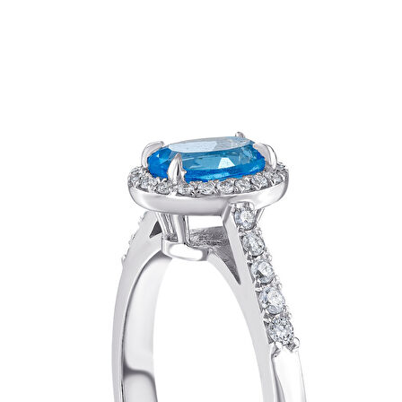 0.22 Karat Mavi Topaz Taşlı Pırlanta Yüzük