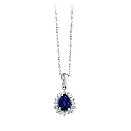 0.11 Karat Safir Taşlı Pırlanta Kolye