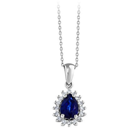 0.11 Karat Safir Taşlı Pırlanta Kolye