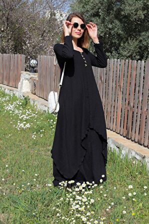Barbora Günlük Yazlık Salaş Kadın İki Katlı  Elbise dis225