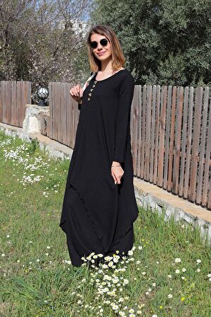 Barbora Günlük Yazlık Salaş Kadın İki Katlı  Elbise dis225