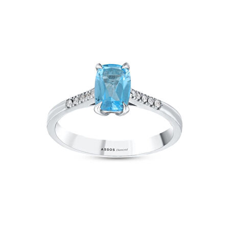 0.05 Karat Aquamarine Taşlı Pırlanta Yüzük