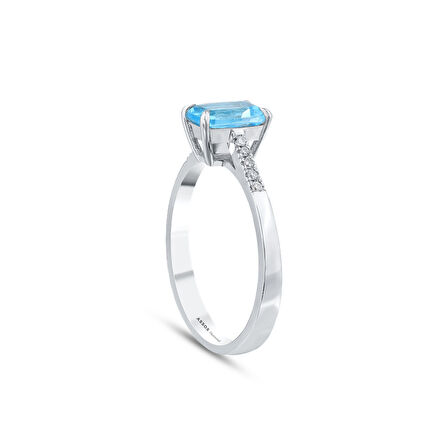 0.05 Karat Aquamarine Taşlı Pırlanta Yüzük
