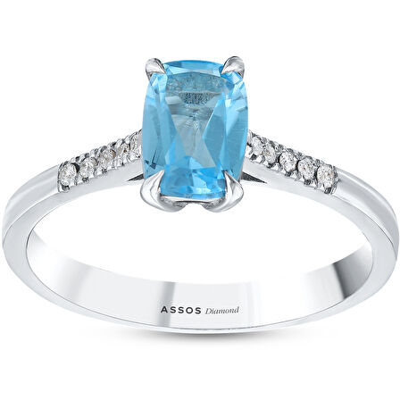 0.05 Karat Aquamarine Taşlı Pırlanta Yüzük