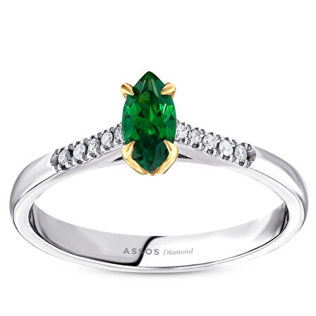 0.05 Karat Yeşil Topaz Taşlı Pırlanta Yüzük