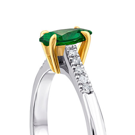 0.05 Karat Yeşil Topaz Taşlı Pırlanta Yüzük