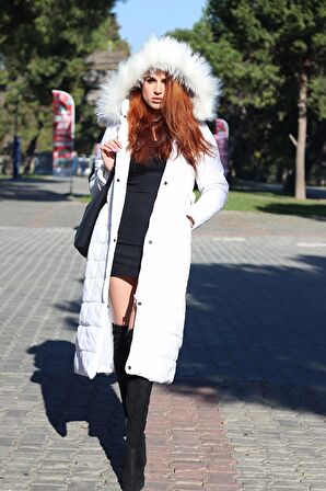 Barbora Günlük Kışlık Tam Boy Şişme Kadın Mont bt180beyaz2