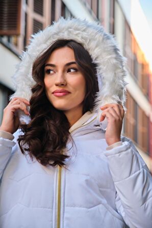 Barbora Günlük Kürklü Şişme Kadın Mont 807beyaze2