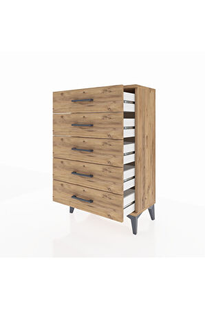 Arges Komodin 5 Çekmeceli 60x30x96 Çam-Çam
