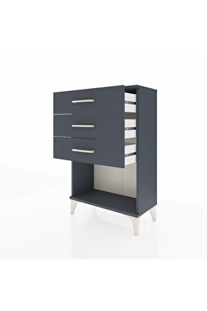 Arges Komodin 3 Çekmeceli 60x30x96 Antrasit-Antrasit