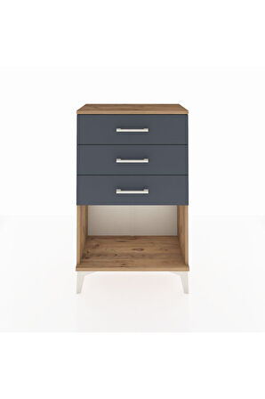 Arges Komodin 3 Çekmeceli 60x30x96 Çam-Antrasit