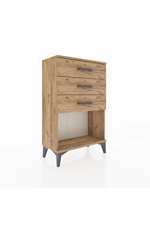 Arges Komodin 3 Çekmeceli 60x30x96 Çam-Çam