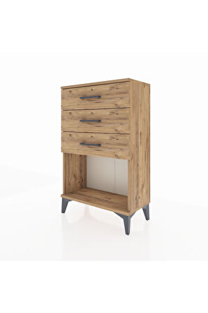 Arges Komodin 3 Çekmeceli 60x30x96 Çam-Çam
