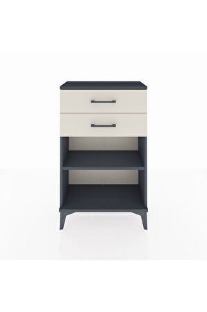 Arges Komodin Tek Raflı 2 Çekmeceli 60x30x96 Antrasit-Aytaşı