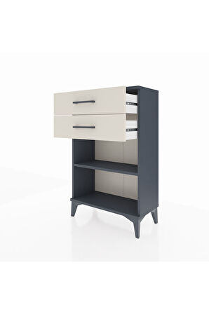 Arges Komodin Tek Raflı 2 Çekmeceli 60x30x96 Antrasit-Aytaşı