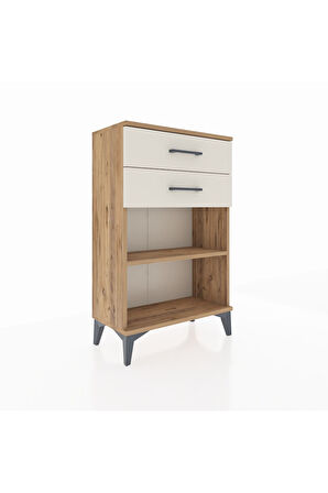 Arges Komodin Tek Raflı 2 Çekmeceli 60x30x96 Çam-Aytaşı