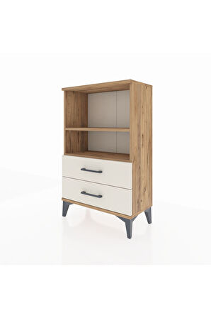 Arges Komodin 2 Raflı 2 Çekmeceli 60x30x96 Çam-Aytaşı