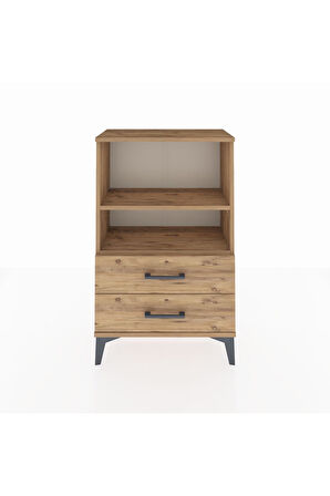 Arges Komodin 2 Raflı 2 Çekmeceli 60x30x96 Çam-Çam