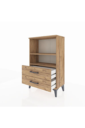 Arges Komodin 2 Raflı 2 Çekmeceli 60x30x96 Çam-Çam