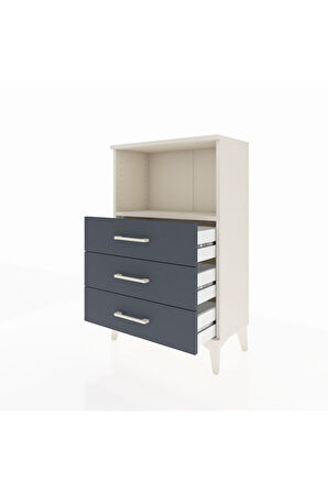 Arges Komodin Tek Raflı 3 Çekmeceli 60x30x96 Aytaşı-Antrasit