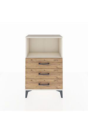 Arges Komodin Tek Raflı 3 Çekmeceli 60x30x96 Aytaşı-Çam