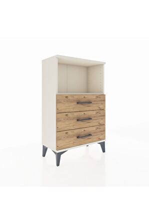 Arges Komodin Tek Raflı 3 Çekmeceli 60x30x96 Aytaşı-Çam