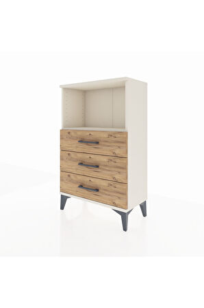 Arges Komodin Tek Raflı 3 Çekmeceli 60x30x96 Aytaşı-Çam