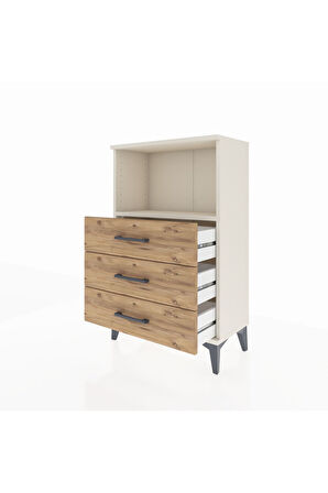 Arges Komodin Tek Raflı 3 Çekmeceli 60x30x96 Aytaşı-Çam
