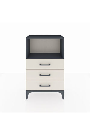 Arges Komodin Tek Raflı 3 Çekmeceli 60x30x96 Antrasit-Aytaşı