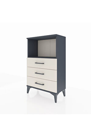 Arges Komodin Tek Raflı 3 Çekmeceli 60x30x96 Antrasit-Aytaşı