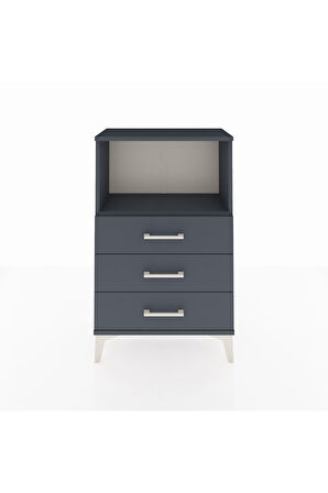 Arges Komodin Tek Raflı 3 Çekmeceli 60x30x96 Antrasit-Antrasit