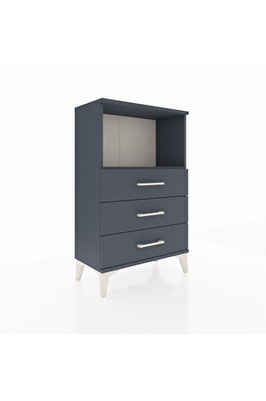 Arges Komodin Tek Raflı 3 Çekmeceli 60x30x96 Antrasit-Antrasit