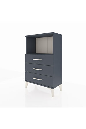 Arges Komodin Tek Raflı 3 Çekmeceli 60x30x96 Antrasit-Antrasit