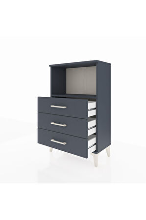 Arges Komodin Tek Raflı 3 Çekmeceli 60x30x96 Antrasit-Antrasit