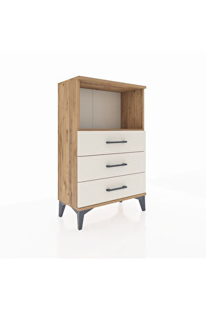 Arges Komodin Tek Raflı 3 Çekmeceli 60x30x96 Çam-Aytaşı