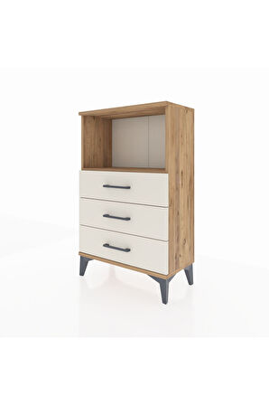 Arges Komodin Tek Raflı 3 Çekmeceli 60x30x96 Çam-Aytaşı