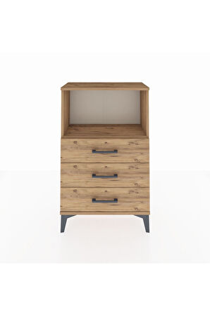 Arges Komodin Tek Raflı 3 Çekmeceli 60x30x96 Çam-Çam