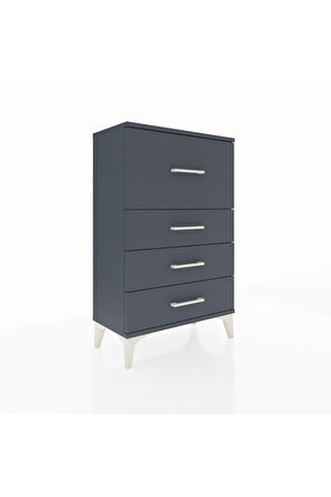 Arges Komodin 4 Çekmeceli 60x30x96 Antrasit-Antrasit
