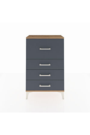 Arges Komodin 4 Çekmeceli 60x30x96 Çam-Antrasit