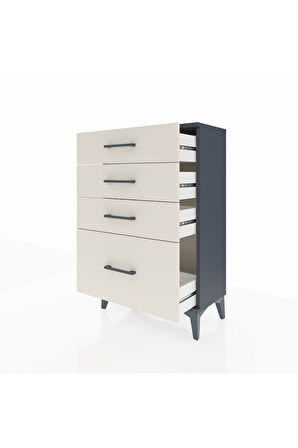 Arges Komodin 4 Çekmeceli 60x30x96 Antrasit-Aytaşı