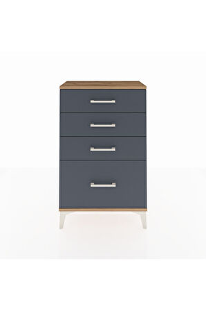 Arges Komodin 4 Çekmeceli 60x30x96 Çam-Antrasit