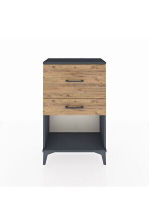 Arges Komodin 2 Çekmeceli 60x30x96 Antrasit-Çam