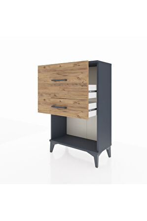 Arges Komodin 2 Çekmeceli 60x30x96 Antrasit-Çam