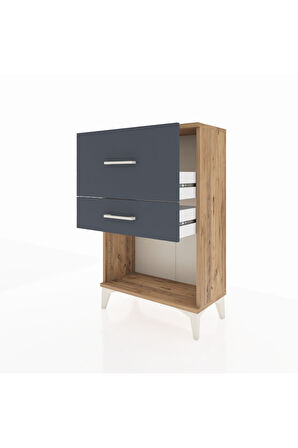 Arges Komodin 2 Çekmeceli 60x30x96 Çam-Antrasit