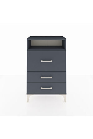 Arges Komodin Tek Raflı 3 Çekmeceli 60x30x96 Antrasit-Antrasit