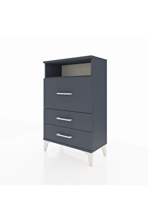 Arges Komodin Tek Raflı 3 Çekmeceli 60x30x96 Antrasit-Antrasit